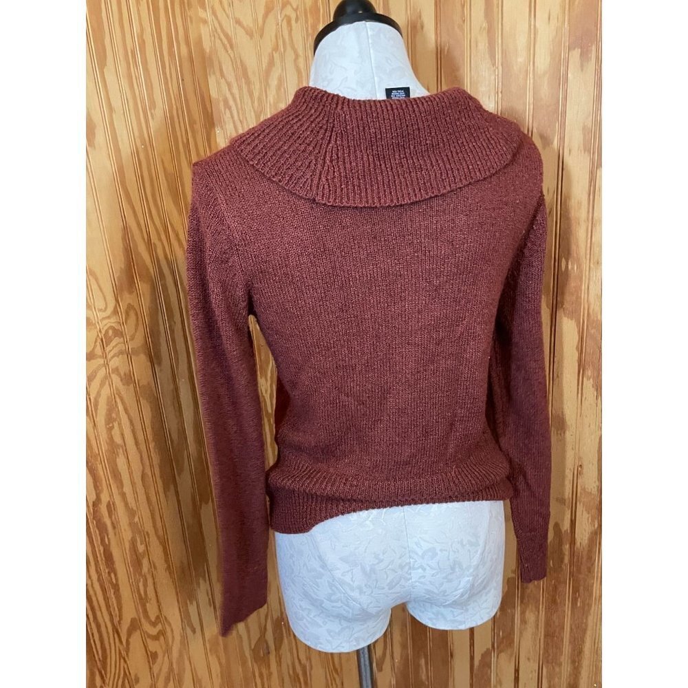 NortonMcnaughton Sweater Pullover Long Sleeve Cowl Neck Knit Rust Orange Sz S - Picture 2 of 7